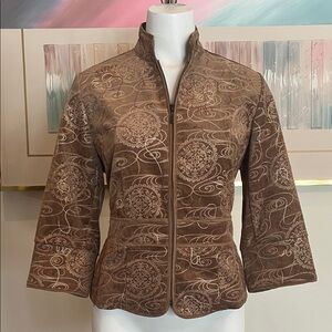 Coldwater Creek Brown Embroidered Women's Blazer 12